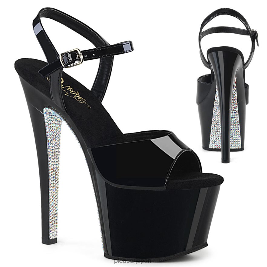 女性 スカイ-309crs 黒い銀 Pleaser Shoes 履物 8400FH556