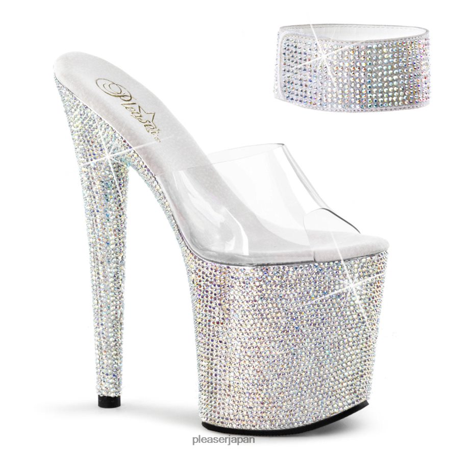 女性 宝石で飾られた-812rs クリア/シルバー Pleaser Shoes 履物 8400FH320